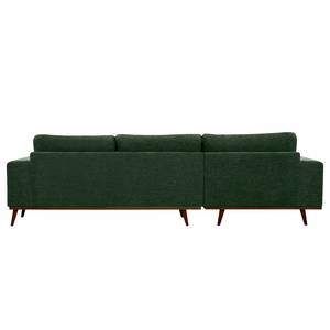 Divano con chaise longue BILLUND Tessuto Cieli: Verde scuro - Longchair preimpostata a sinistra - Faggio scuro