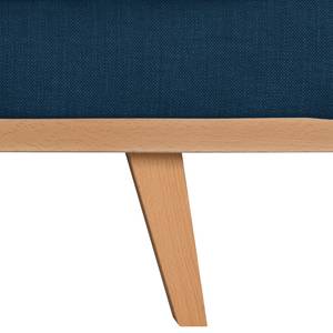 Ecksofa BILLUND mit Longchair Baumwollstoff Vele: Blau - Longchair davorstehend links - Buche Hell