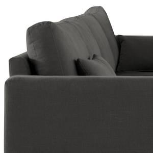 Divano con chaise longue BILLUND Tessuto Vele: antracite - Longchair preimpostata a sinistra - Faggio scuro