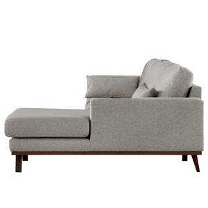 Divano con chaise longue BILLUND Velluto Lark: marrone grigio - Longchair preimpostata a destra - Faggio scuro