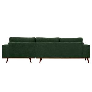 Divano con chaise longue BILLUND Tessuto Cieli: Verde scuro - Longchair preimpostata a destra - Faggio scuro