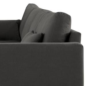 Ecksofa BILLUND mit Longchair Baumwollstoff Vele: Anthrazit - Longchair davorstehend rechts - Buche Hell