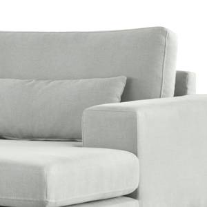 Ecksofa BILLUND mit Longchair Baumwollstoff Vele: Grau - Longchair davorstehend rechts - Buche Hell