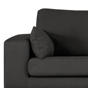 Ecksofa BILLUND mit Longchair Baumwollstoff Vele: Anthrazit - Longchair davorstehend rechts - Buche Dunkel