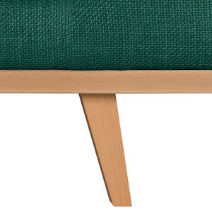 Divano con chaise longue BILLUND Tessuto strutturato Otrera: verde scuro - Longchair preimpostata a sinistra - Faggio chiara