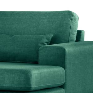 Divano con chaise longue BILLUND Tessuto strutturato Otrera: verde scuro - Longchair preimpostata a destra - Faggio chiara