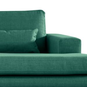 Divano con chaise longue BILLUND Tessuto strutturato Otrera: verde scuro - Longchair preimpostata a destra - Faggio chiara