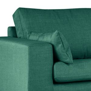Divano con chaise longue BILLUND Tessuto strutturato Otrera: verde scuro - Longchair preimpostata a destra - Faggio chiara