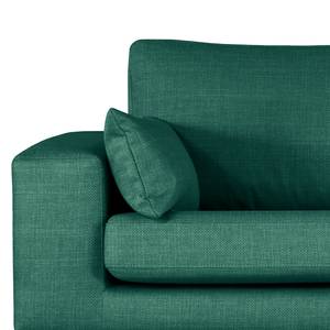 Divano con chaise longue BILLUND Tessuto strutturato Otrera: verde scuro - Longchair preimpostata a destra - Faggio chiara