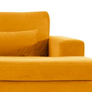 Divano con chaise longue BILLUND Velluto Sadia: giallo senape - Longchair preimpostata a destra - Faggio chiara