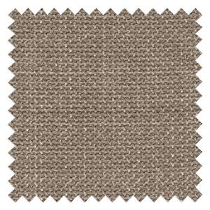 Wohnlandschaft BILLUND Strukturstoff Otrera: Taupe - Longchair davorstehend rechts / Ottomane links - Buche Dunkel