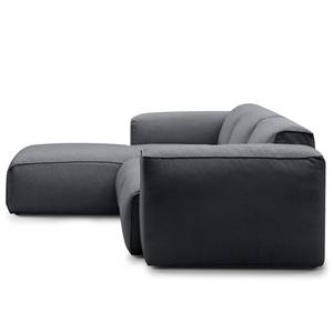 Ecksofa HUDSON 3-Sitzer mit Longchair Webstoff Saia: Steingrau - Breite: 251 cm - Longchair davorstehend links