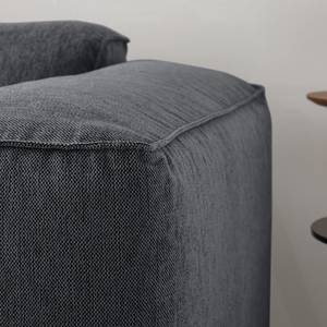 Ecksofa HUDSON 3-Sitzer mit Longchair Webstoff Saia: Steingrau - Breite: 251 cm - Longchair davorstehend links