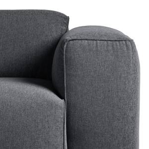 Ecksofa HUDSON 3-Sitzer mit Longchair Webstoff Saia: Steingrau - Breite: 251 cm - Longchair davorstehend links