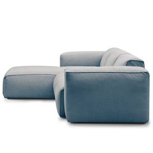 Ecksofa HUDSON 3-Sitzer mit Longchair Webstoff Saia: Denim - Breite: 251 cm - Longchair davorstehend links