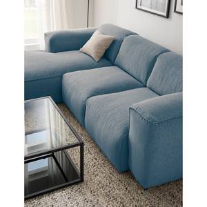 Ecksofa HUDSON 3-Sitzer mit Longchair Webstoff Saia: Denim - Breite: 251 cm - Longchair davorstehend links