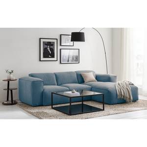 Ecksofa HUDSON 3-Sitzer mit Longchair Webstoff Saia: Denim - Breite: 251 cm - Longchair davorstehend rechts