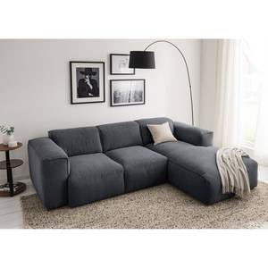 Divano angolare a 3 posti HUDSON Tessuto Saia: grigio pietra - Larghezza: 251 cm - Longchair preimpostata a destra