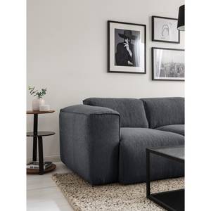 Ecksofa HUDSON 3-Sitzer mit Longchair Webstoff Saia: Steingrau - Breite: 251 cm - Longchair davorstehend rechts