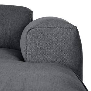 Ecksofa HUDSON 3-Sitzer mit Longchair Webstoff Saia: Steingrau - Breite: 251 cm - Longchair davorstehend rechts