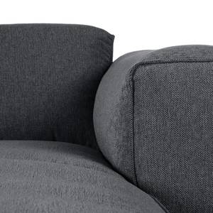 Ecksofa HUDSON 3-Sitzer mit Longchair Webstoff Saia: Steingrau - Breite: 251 cm - Longchair davorstehend rechts