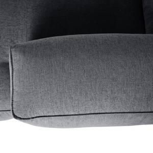 Ecksofa HUDSON 3-Sitzer mit Longchair Webstoff Saia: Steingrau - Breite: 251 cm - Longchair davorstehend rechts