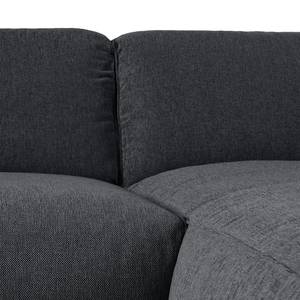 Ecksofa HUDSON 3-Sitzer mit Longchair Webstoff Saia: Steingrau - Breite: 251 cm - Longchair davorstehend rechts