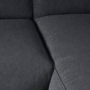 Ecksofa HUDSON 3-Sitzer mit Longchair Webstoff Saia: Steingrau - Breite: 251 cm - Longchair davorstehend rechts