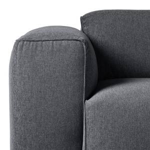 Ecksofa HUDSON 3-Sitzer mit Longchair Webstoff Saia: Steingrau - Breite: 251 cm - Longchair davorstehend rechts