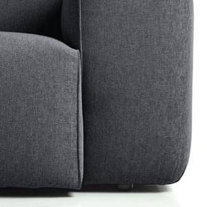 Ecksofa HUDSON 3-Sitzer mit Longchair Webstoff Saia: Steingrau - Breite: 251 cm - Longchair davorstehend rechts