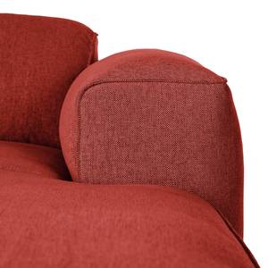 Ecksofa HUDSON 3-Sitzer mit Longchair Webstoff Saia: Karminrot - Breite: 251 cm - Longchair davorstehend rechts