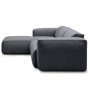 Hoekbank HUDSON 3-zits met chaise longue Geweven stof Saia: Steengrijs - Breedte: 284 cm - Longchair vooraanzicht links