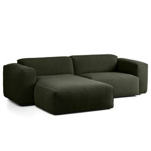 Ecksofa HUDSON 1,5-Sitzer mit Longchair Webstoff Saia: Graugrün meliert - Longchair davorstehend links