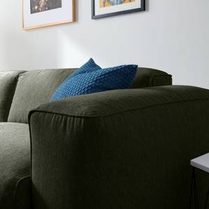 Ecksofa HUDSON 1,5-Sitzer mit Longchair Webstoff Saia: Graugrün meliert - Longchair davorstehend links