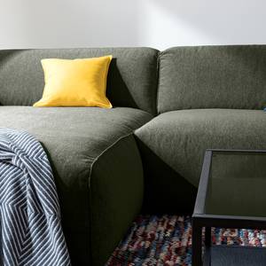 Ecksofa HUDSON 1,5-Sitzer mit Longchair Webstoff Saia: Graugrün meliert - Longchair davorstehend links