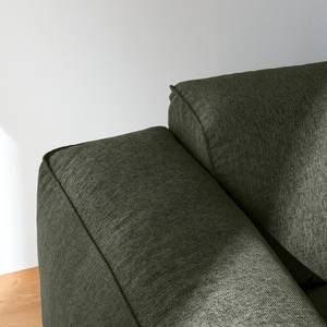 Hoekbank HUDSON 1,5-zits + chaise longue Geweven stof Saia: Gemêleerd grijsgroen - Longchair vooraanzicht links