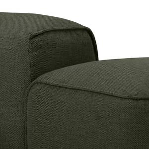 Ecksofa HUDSON 1,5-Sitzer mit Longchair Webstoff Saia: Graugrün meliert - Longchair davorstehend links