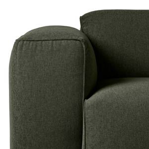 Ecksofa HUDSON 3-Sitzer mit Recamiere Webstoff Saia: Graugrün meliert - Longchair davorstehend rechts