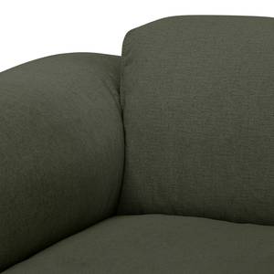 Ecksofa HUDSON 3-Sitzer mit Recamiere Webstoff Saia: Graugrün meliert - Longchair davorstehend rechts