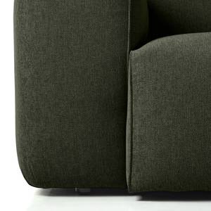 Ecksofa HUDSON 3-Sitzer mit Recamiere Webstoff Saia: Graugrün meliert - Longchair davorstehend rechts