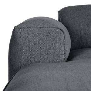 Ecksofa HUDSON 3-Sitzer mit Longchair Webstoff Saia: Steingrau - Breite: 317 cm - Longchair davorstehend links