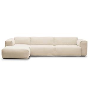 Ecksofa HUDSON 3-Sitzer mit Longchair Webstoff Saia: Beige - Breite: 317 cm - Longchair davorstehend links