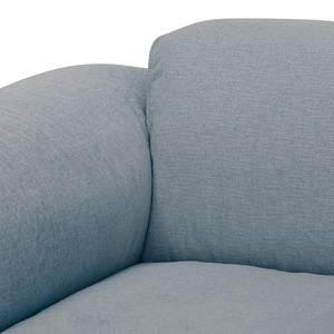 Canapé d’angle 1-2 places HUDSON mérid. Tissu Saia: Bleu jean - Méridienne courte à gauche (vue de face)