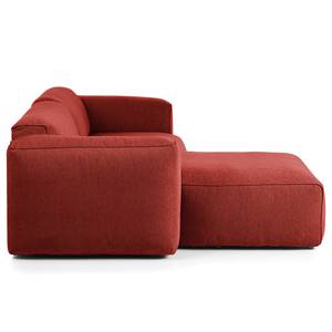 Ecksofa HUDSON 1,5-Sitzer mit Longchair Webstoff Saia: Karminrot - Longchair davorstehend links