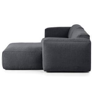 Ecksofa HUDSON 1,5-Sitzer mit Longchair Webstoff Saia: Steingrau - Longchair davorstehend rechts