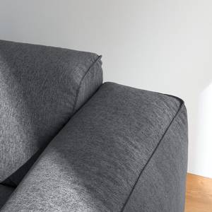 Ecksofa HUDSON 1,5-Sitzer mit Longchair Webstoff Saia: Steingrau - Longchair davorstehend rechts