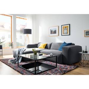 Hoekbank HUDSON 1,5-zits + chaise longue Geweven stof Saia: Steengrijs - Longchair vooraanzicht links