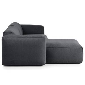 Hoekbank HUDSON 1,5-zits + chaise longue Geweven stof Saia: Steengrijs - Longchair vooraanzicht links