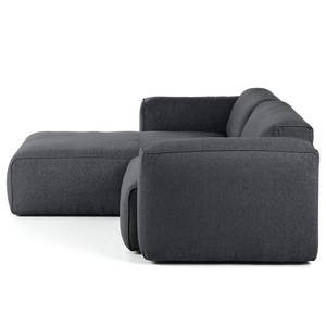 Ecksofa HUDSON 1,5-Sitzer mit Longchair Webstoff Saia: Steingrau - Longchair davorstehend links