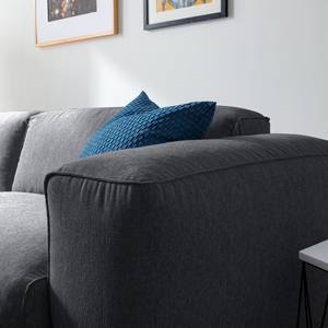 Ecksofa HUDSON 1,5-Sitzer mit Longchair Webstoff Saia: Steingrau - Longchair davorstehend links